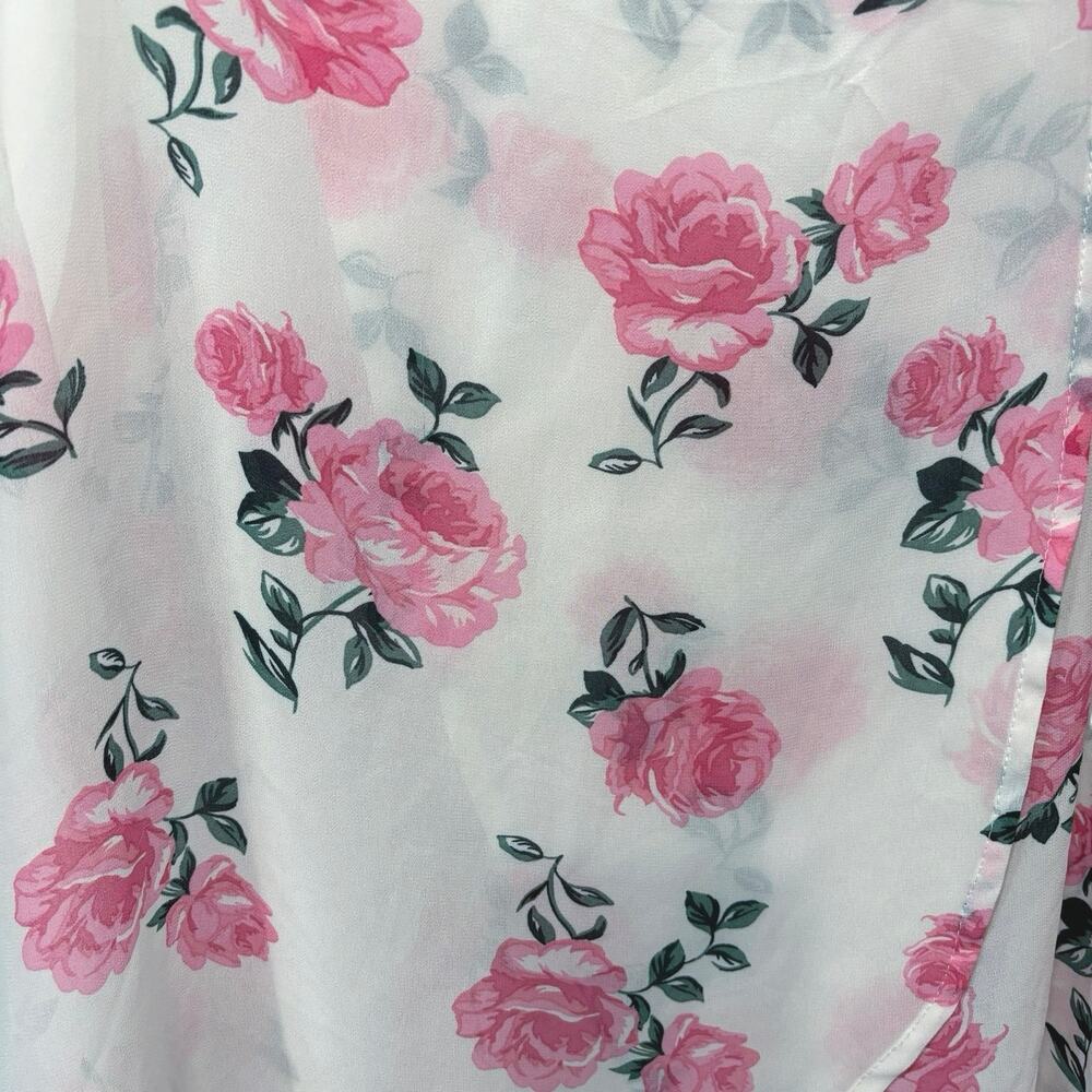 Torrid Chiffon Semi Sheer Floral Tulip Back Tank Top Size 1 (14-16) Pintucks - Picture 7 of 9